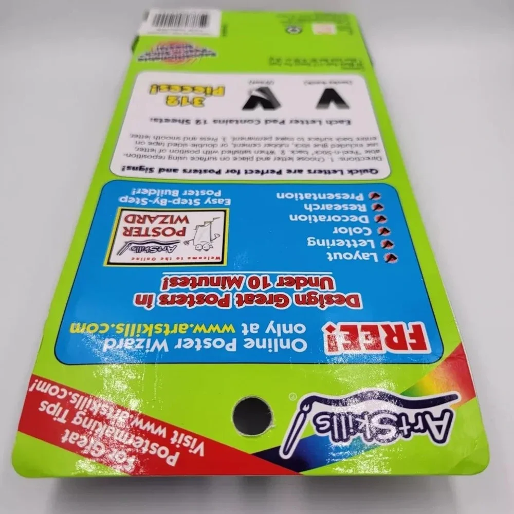 Art Skills Quick Letter Black Pads Repositionable 312 PCS NEW